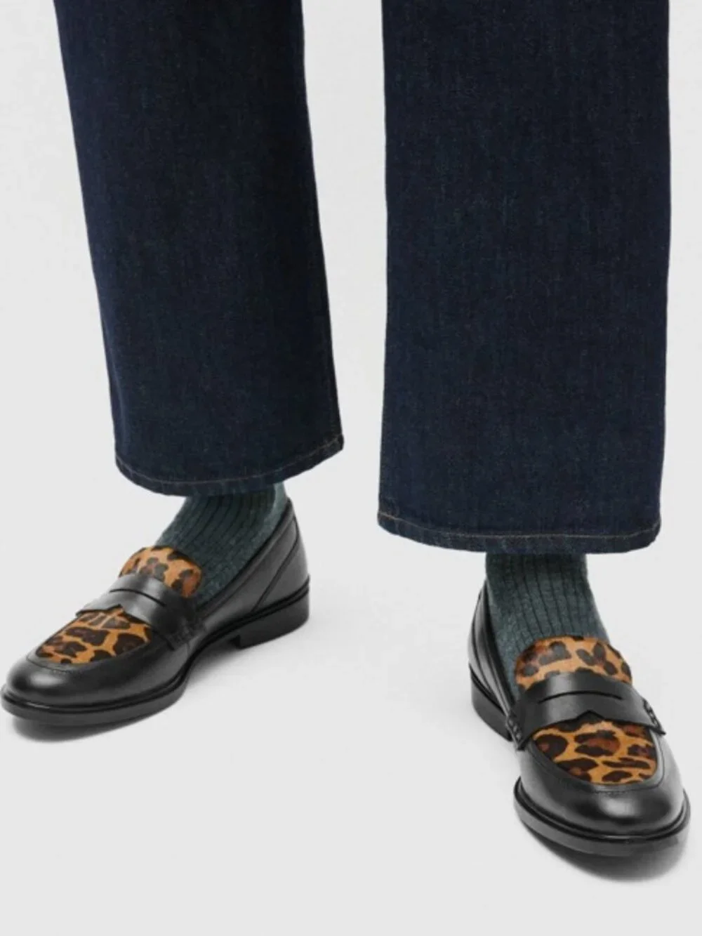Ecco Dress Classic 15 Penny Loafers Slip On Black Leopard Size 37 US 6 - 6.5 NEW